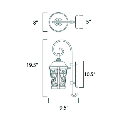 Whisper Dark Sky Outdoor LED Wall Light - line drawing.