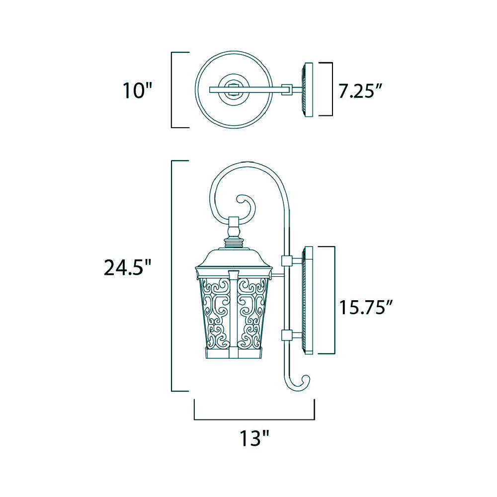 Whisper Dark Sky Outdoor LED Wall Light - line drawing.
