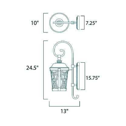 Whisper Dark Sky Outdoor LED Wall Light - line drawing.