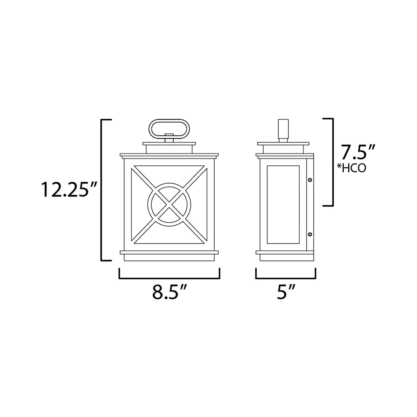 Yorktown Outdoor Pocket Wall Light - line drawing.