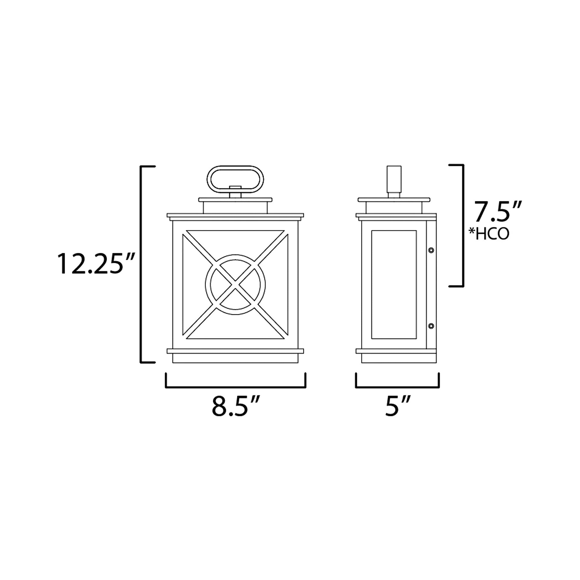 Yorktown Outdoor Pocket Wall Light - line drawing.