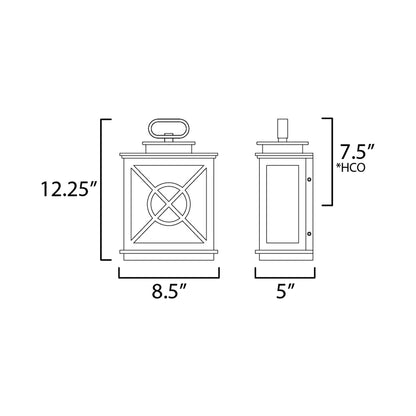 Yorktown Outdoor Pocket Wall Light - line drawing.