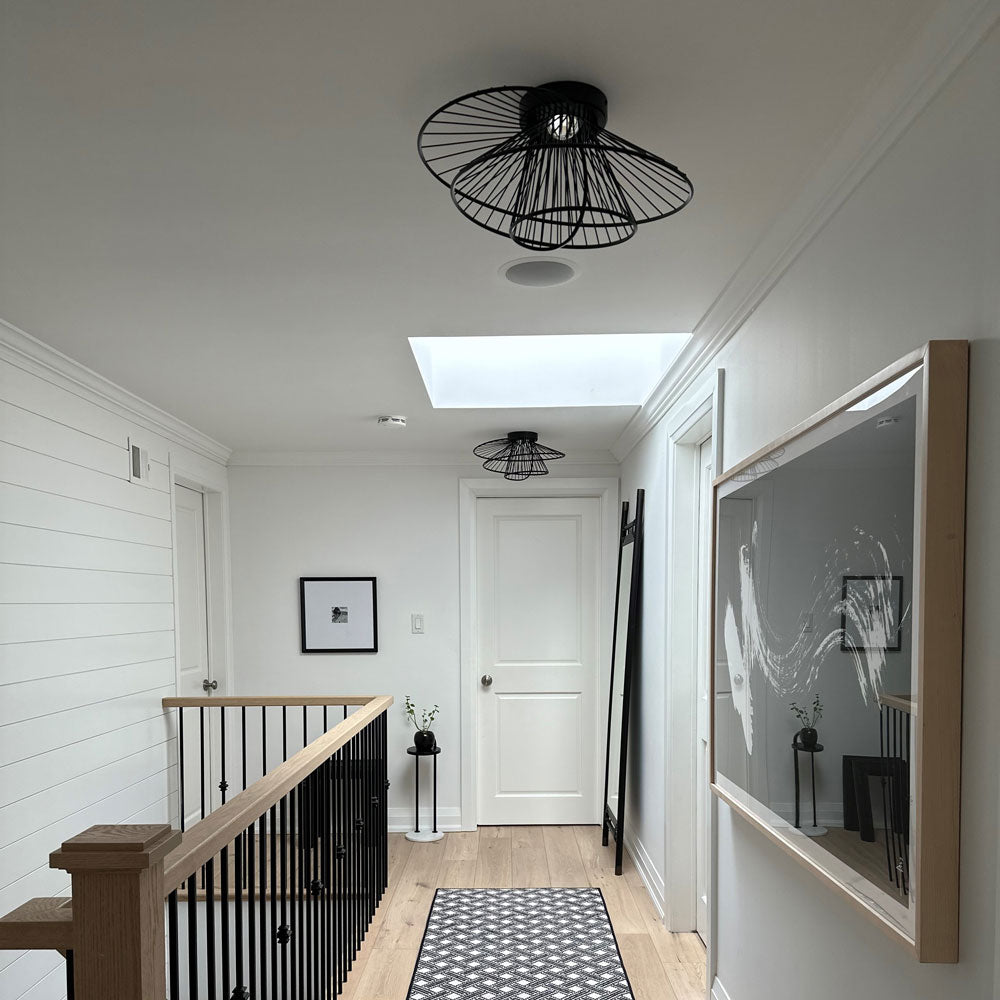 Zeta LED Flush Mount Ceiling Light in hallway.