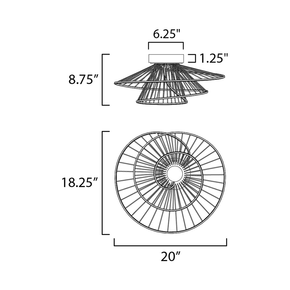 Zeta LED Flush Mount Ceiling Light - line drawing