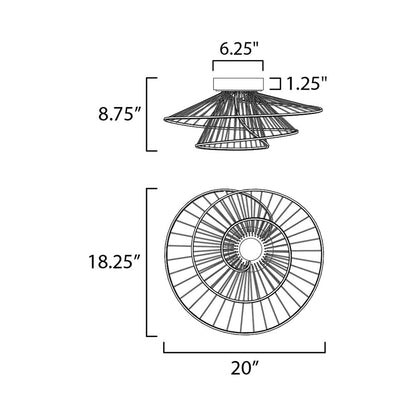 Zeta LED Flush Mount Ceiling Light - line drawing