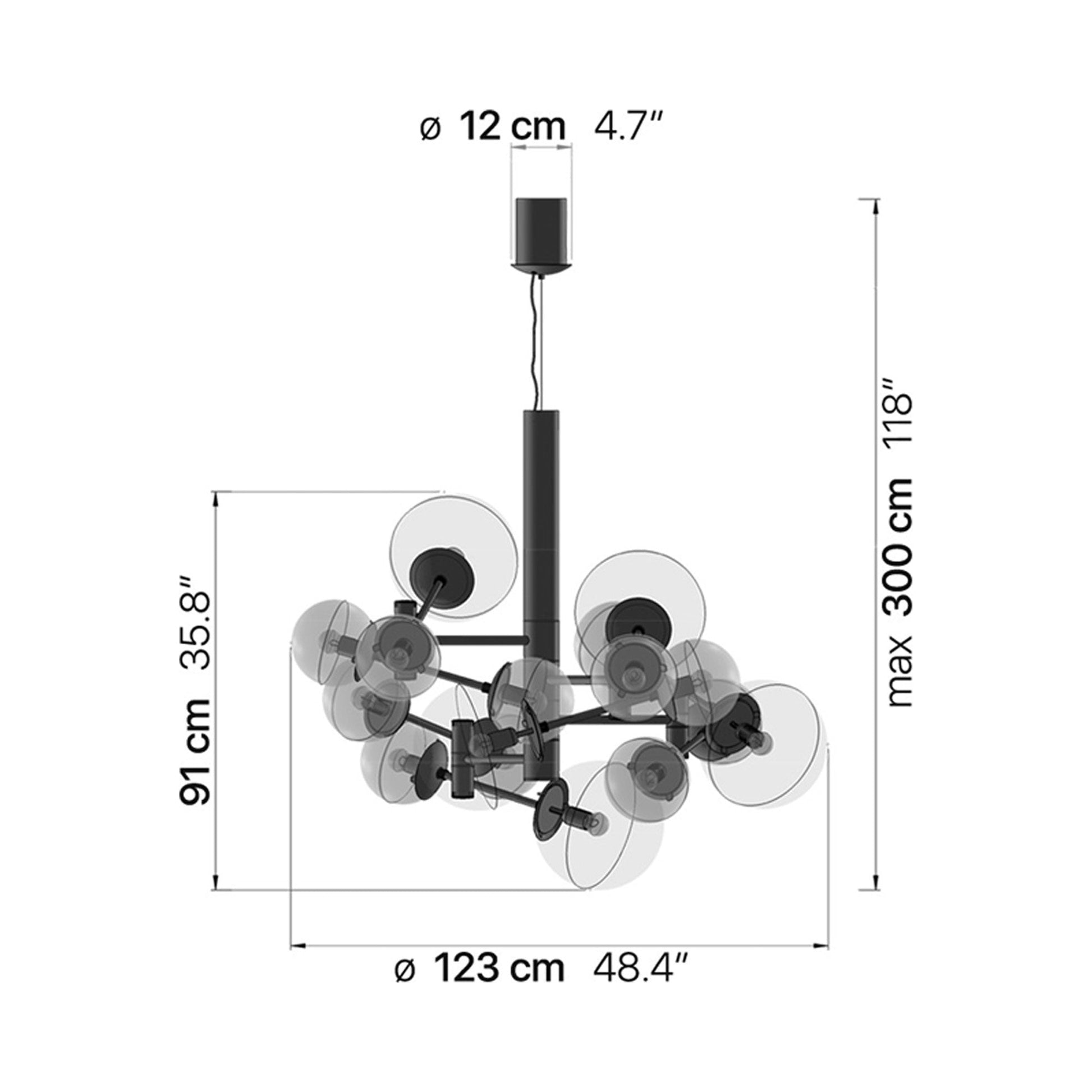Global Chandelier - line drawing.