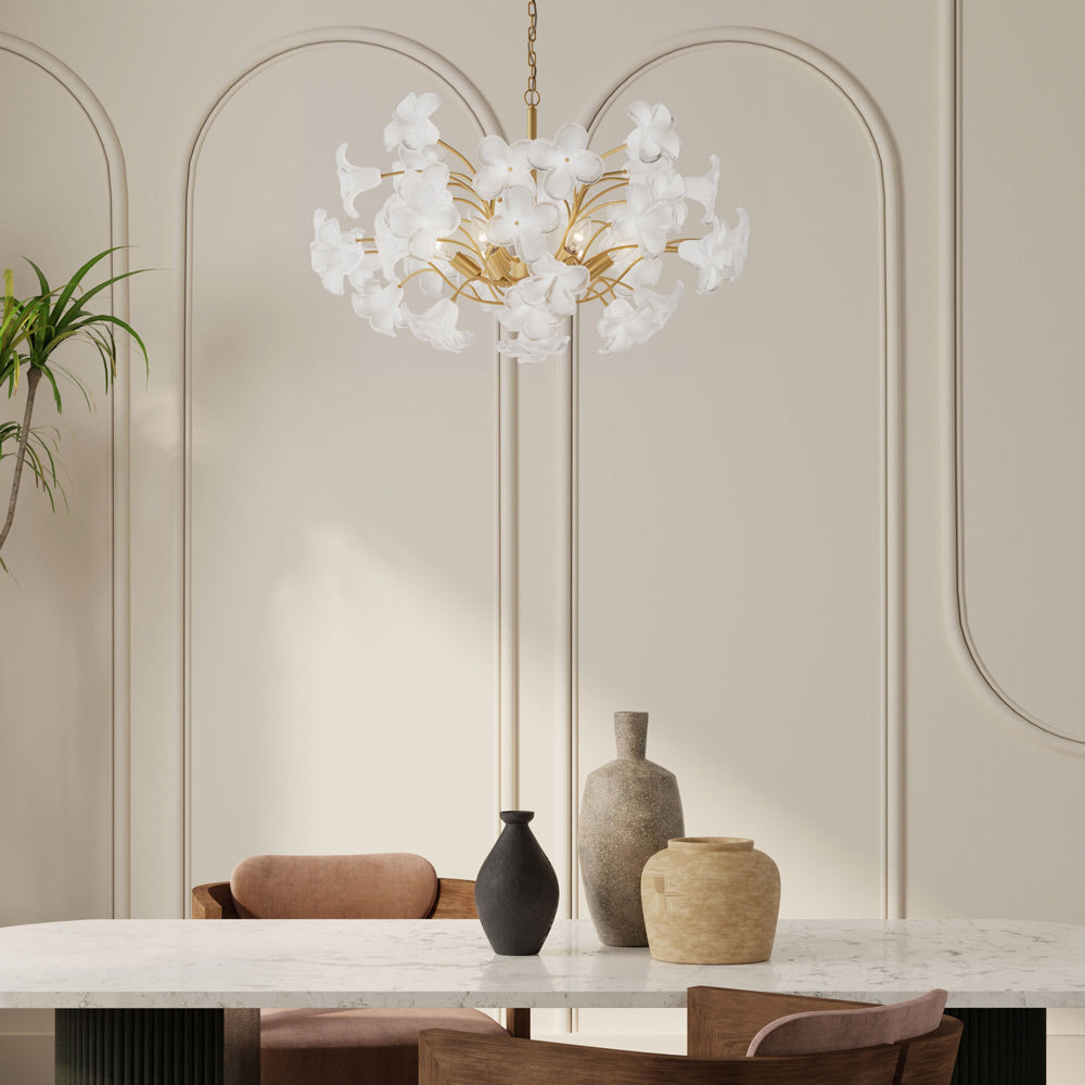 Bloome Chandelier in living room.