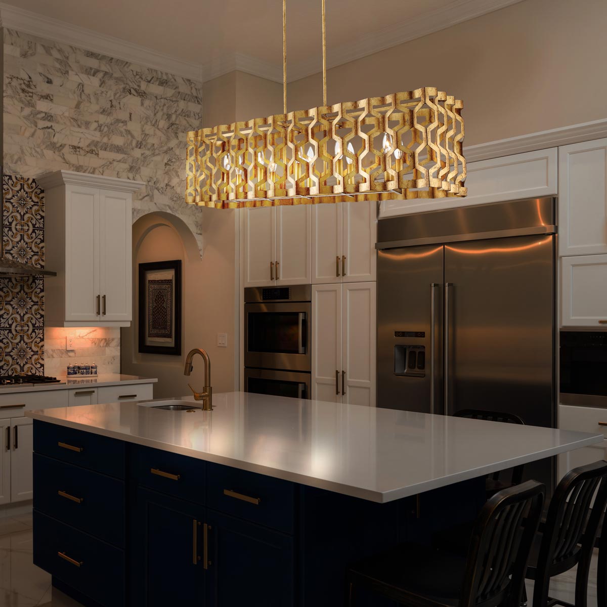 Coronade Linear Pendant Light in kitchen.