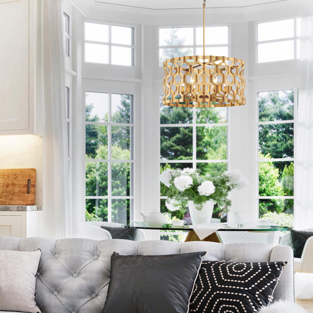 Coronade Semi Flush Mount Ceiling Light in living room.