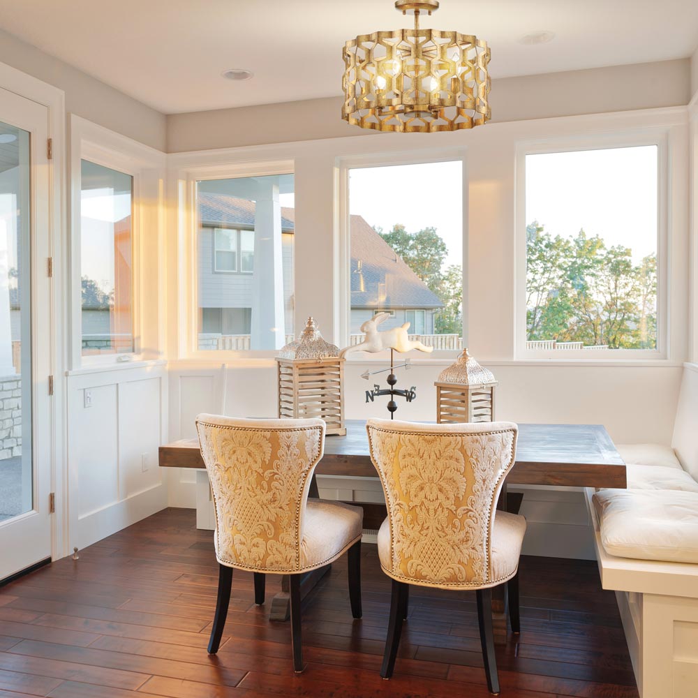 Coronade Semi Flush Mount Ceiling Light in living room.