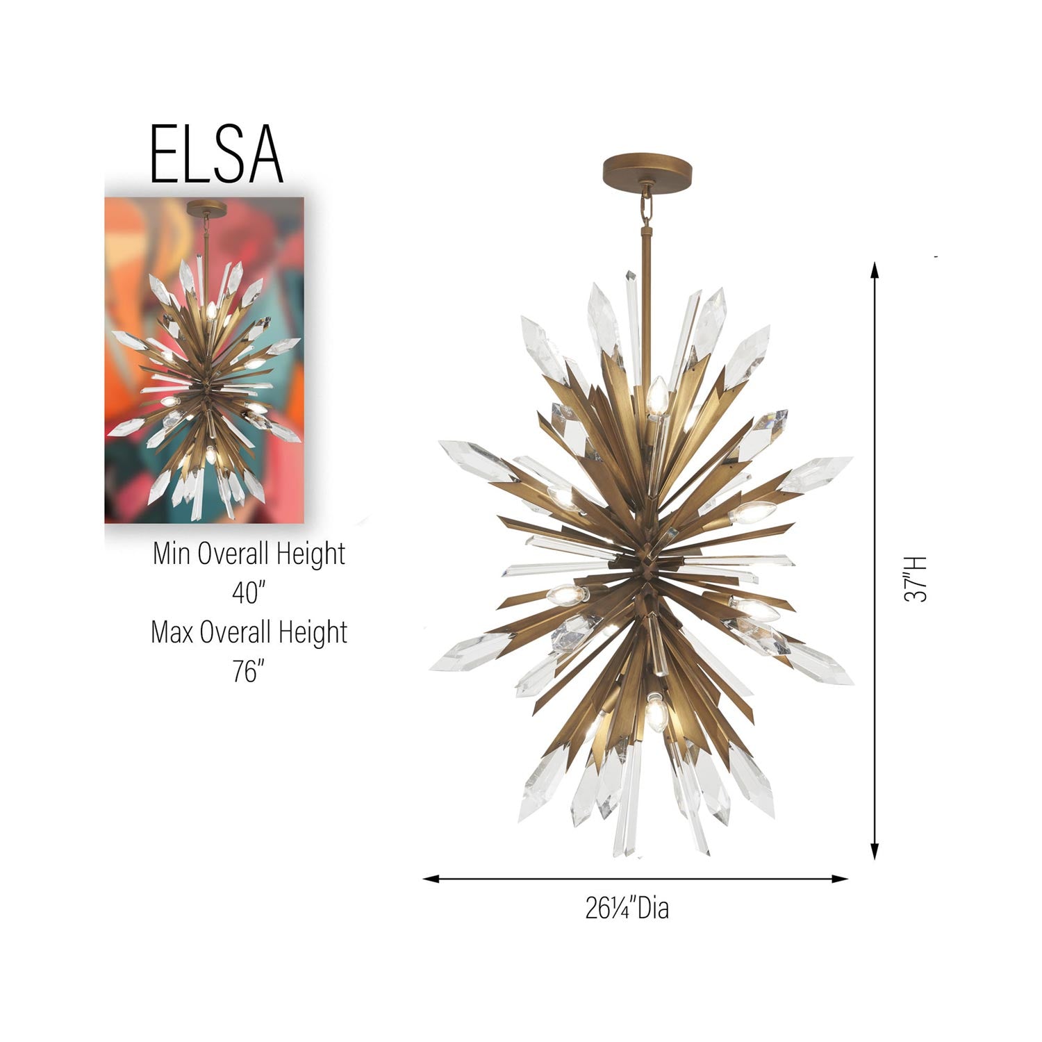 Elsa Pendant Light - line drawing.