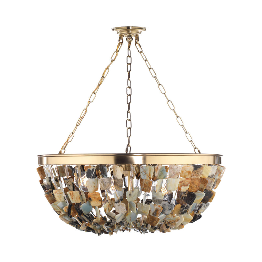 Flotsam Pendant Light in Multi-Colored River Agate.