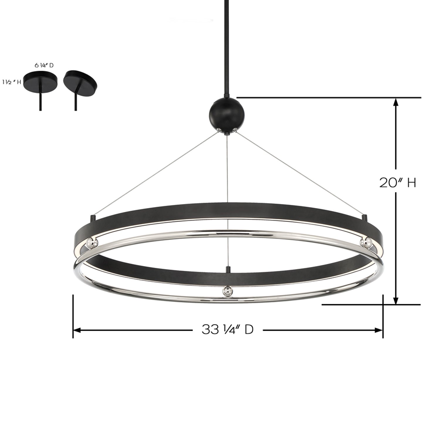 Grande Illusion LED Pendant Light - line drawing.