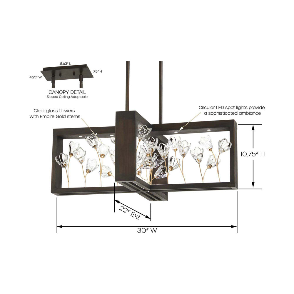 Maison Des Fleurs LED Chandelier - line drawing.