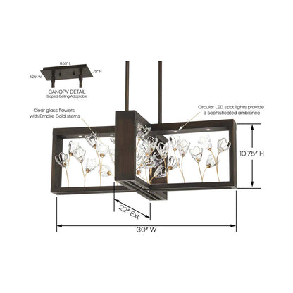Maison Des Fleurs LED Chandelier - line drawing.