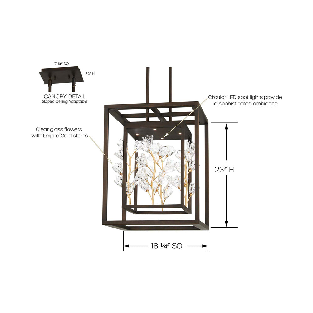 Maison Des Fleurs N7963 LED Pendant Light - line drawing.