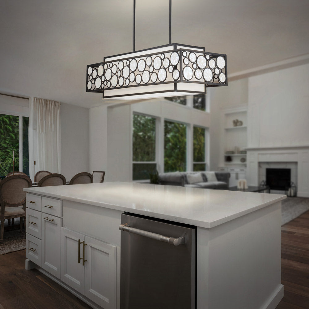 Mosaic Linear Pendant Light in kitchen.