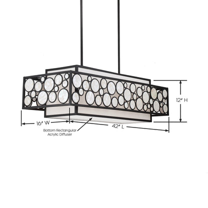 Mosaic Linear Pendant Light - line drawing.