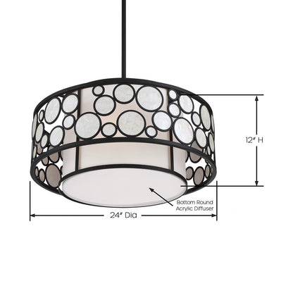 Mosaic Pendant Light - line drawing.