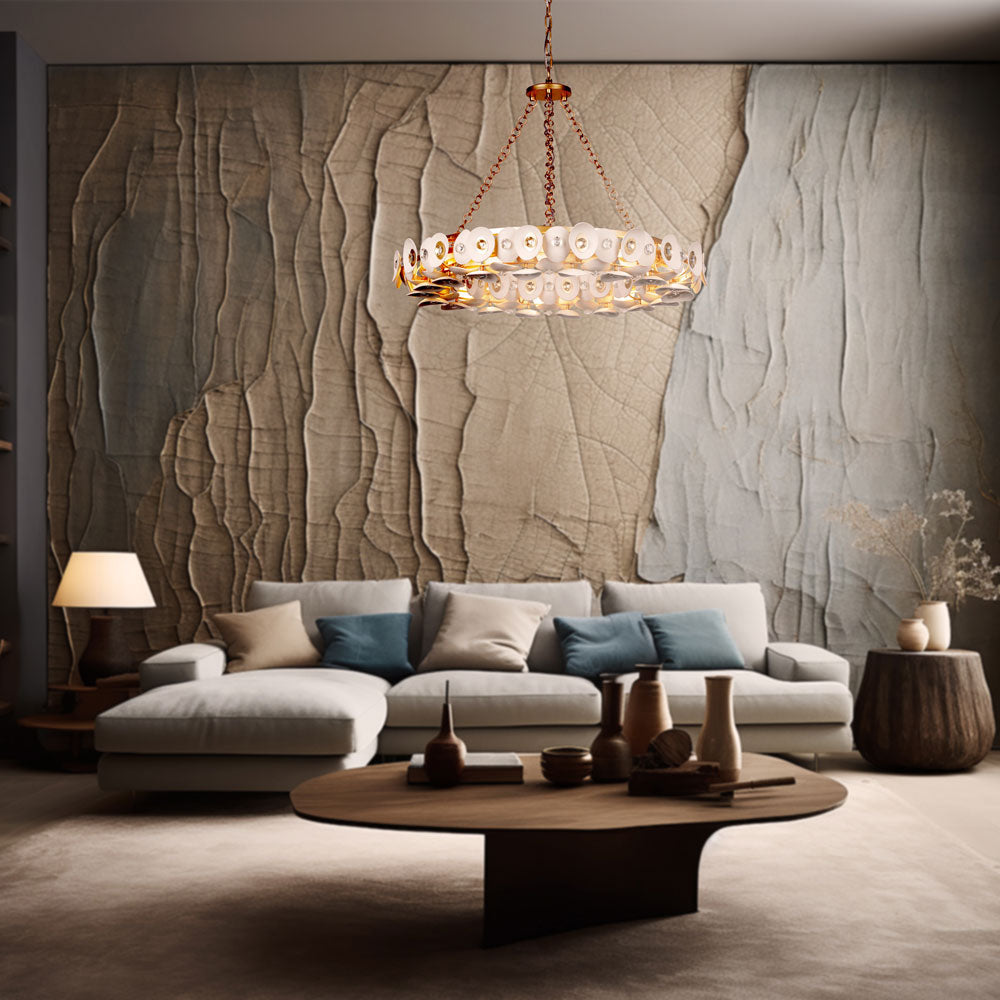 Niu Chandelier in living room.