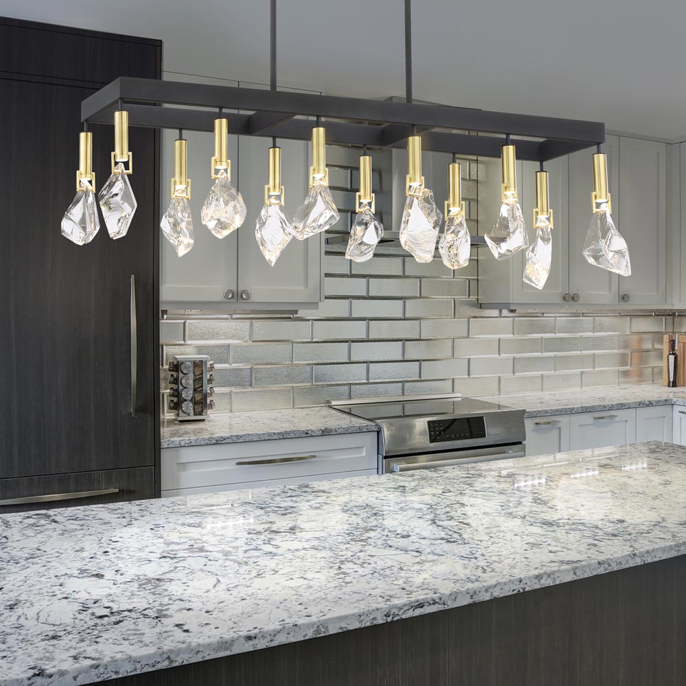 Rare Elements Linear LED Pendant Light in kitchen.