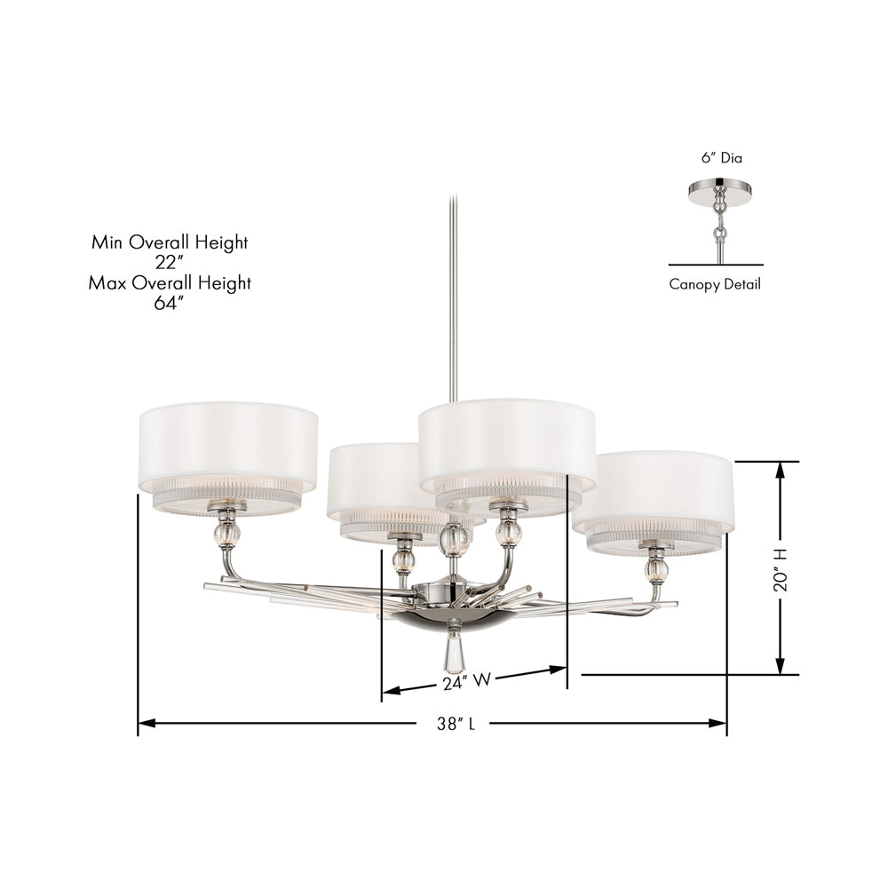Sutton N7385 Chandelier - line drawing.
