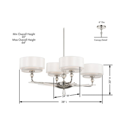 Sutton N7385 Chandelier - line drawing.