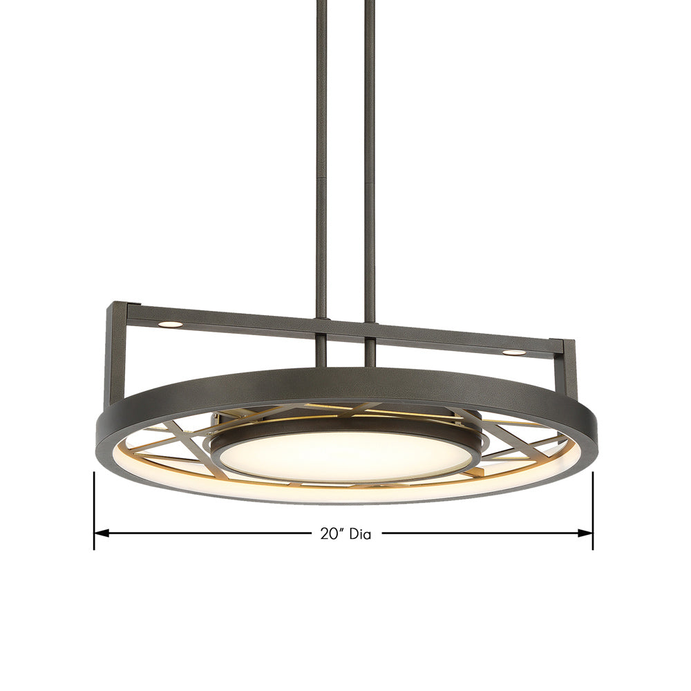 Tribeca LED Semi Flush Mount Ceiling Light - line drawing.