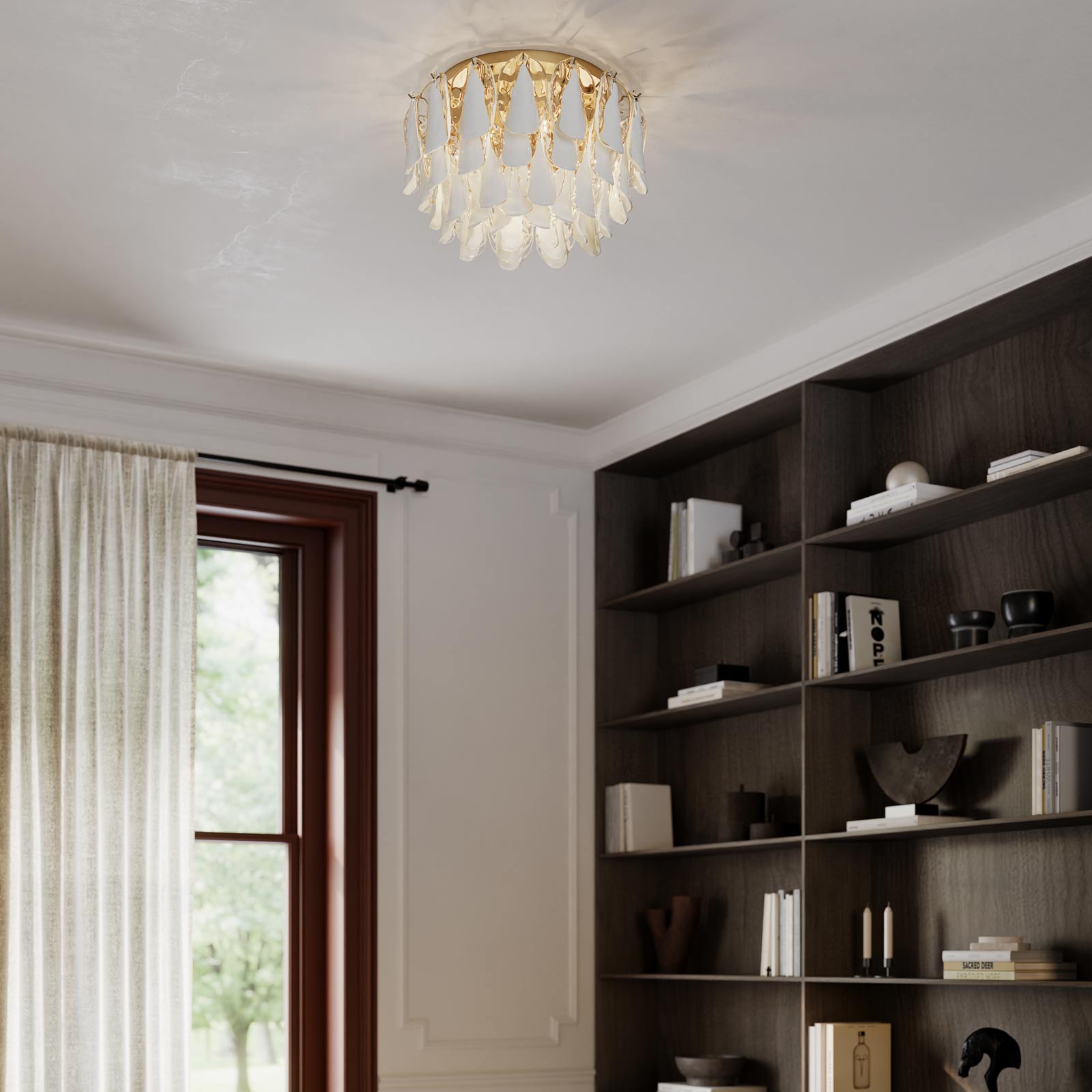 Verla Crest Flush Mount Ceiling Light in living room.