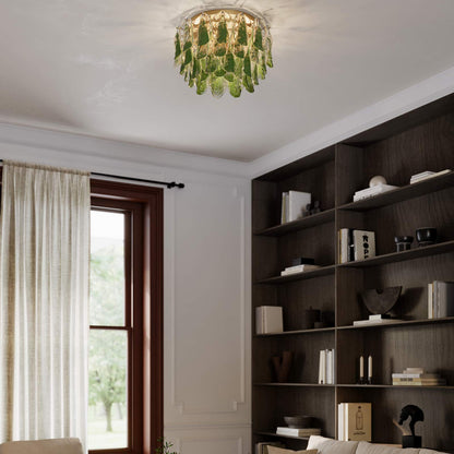 Verla Crest Flush Mount Ceiling Light in living room.