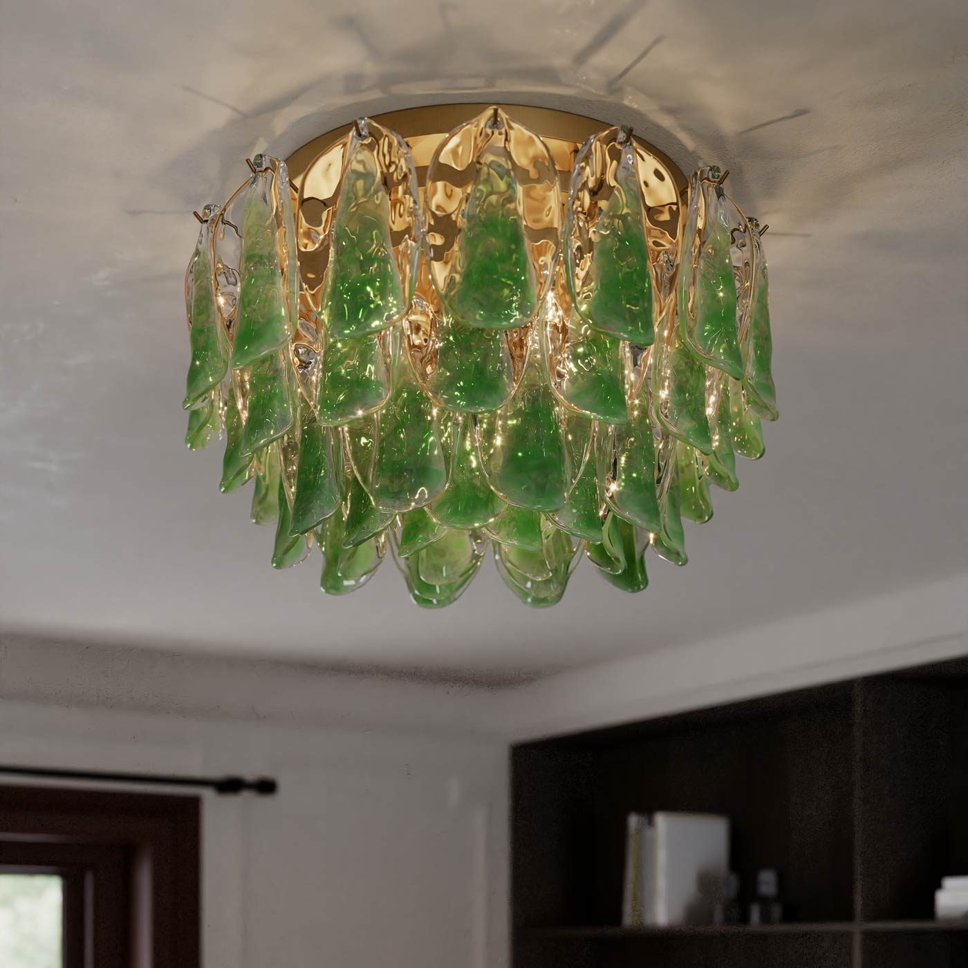 Verla Crest Flush Mount Ceiling Light in living room.