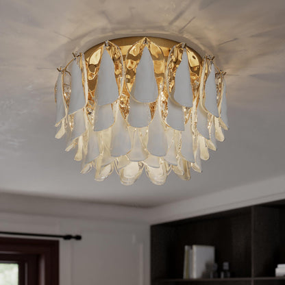 Verla Crest Flush Mount Ceiling Light in living room.