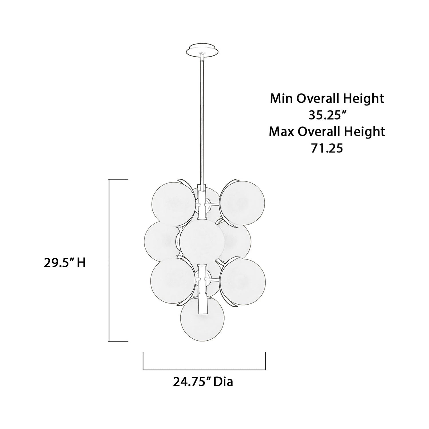 Vino Pendant Light - line drawing.