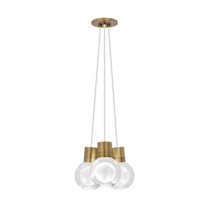 Mina 3-Light LED Pendant Light in White/Aged Brass.