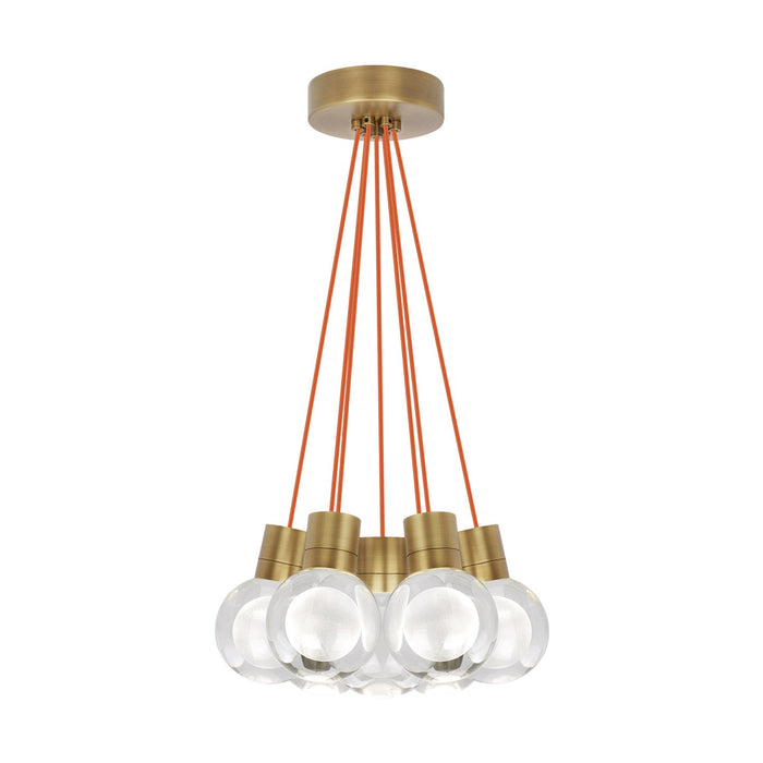 Mina 7-Light LED Pendant Light in Orange/Aged Brass.