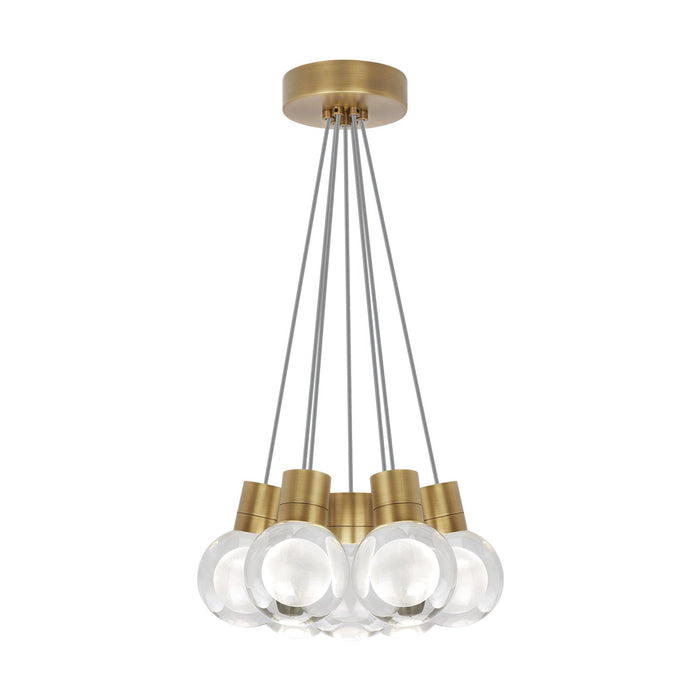 Mina 7-Light LED Pendant Light in Gray/Aged Brass.