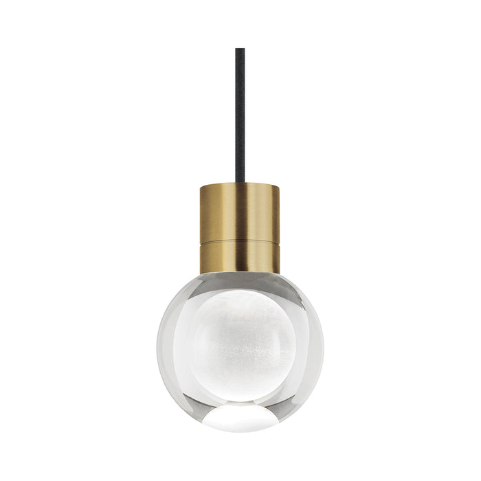 Mina Single LED Pendant Light in Black/Aged Brass.