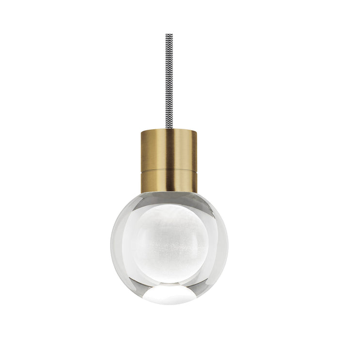 Mina Single LED Pendant Light in Black/White/Aged Brass.