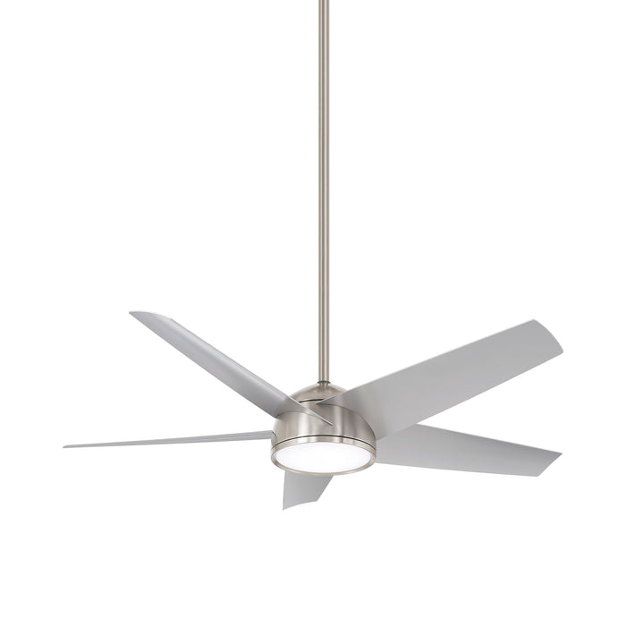 Chubby Outdoor LED Smart Ceiling Fan in Brushed Nickel.