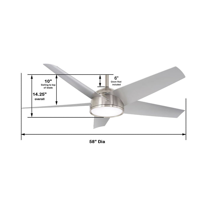 Chubby Outdoor LED Smart Ceiling Fan - line drawing.