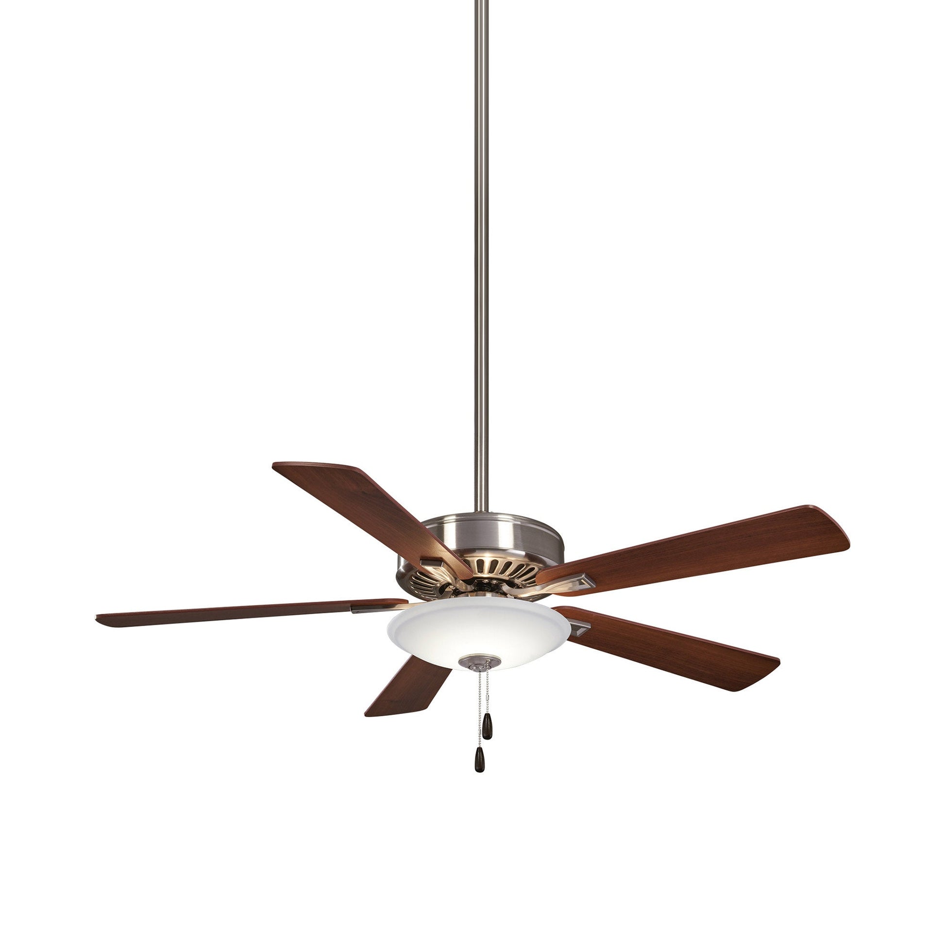 Contractor Uni-Pack LED Ceiling Fan in Brushed Nickel/ Dark Walnut.