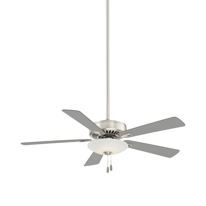 Contractor Uni-Pack LED Ceiling Fan in Polished Nickel.