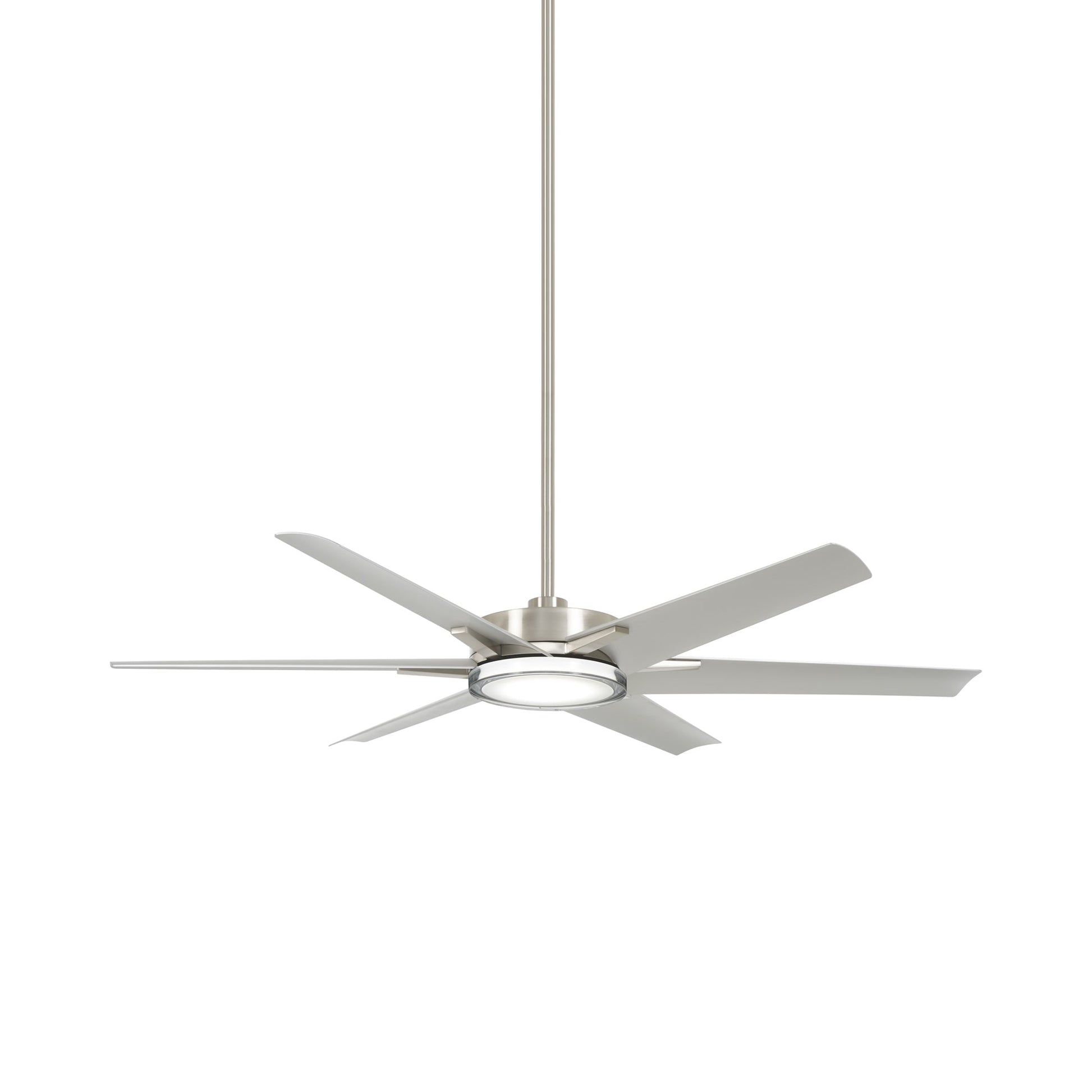 Deco LED Ceiling Fan in Brushed Nickel Wet.