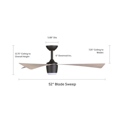 Elavan Outdoor LED Ceiling Fan - line drawing.