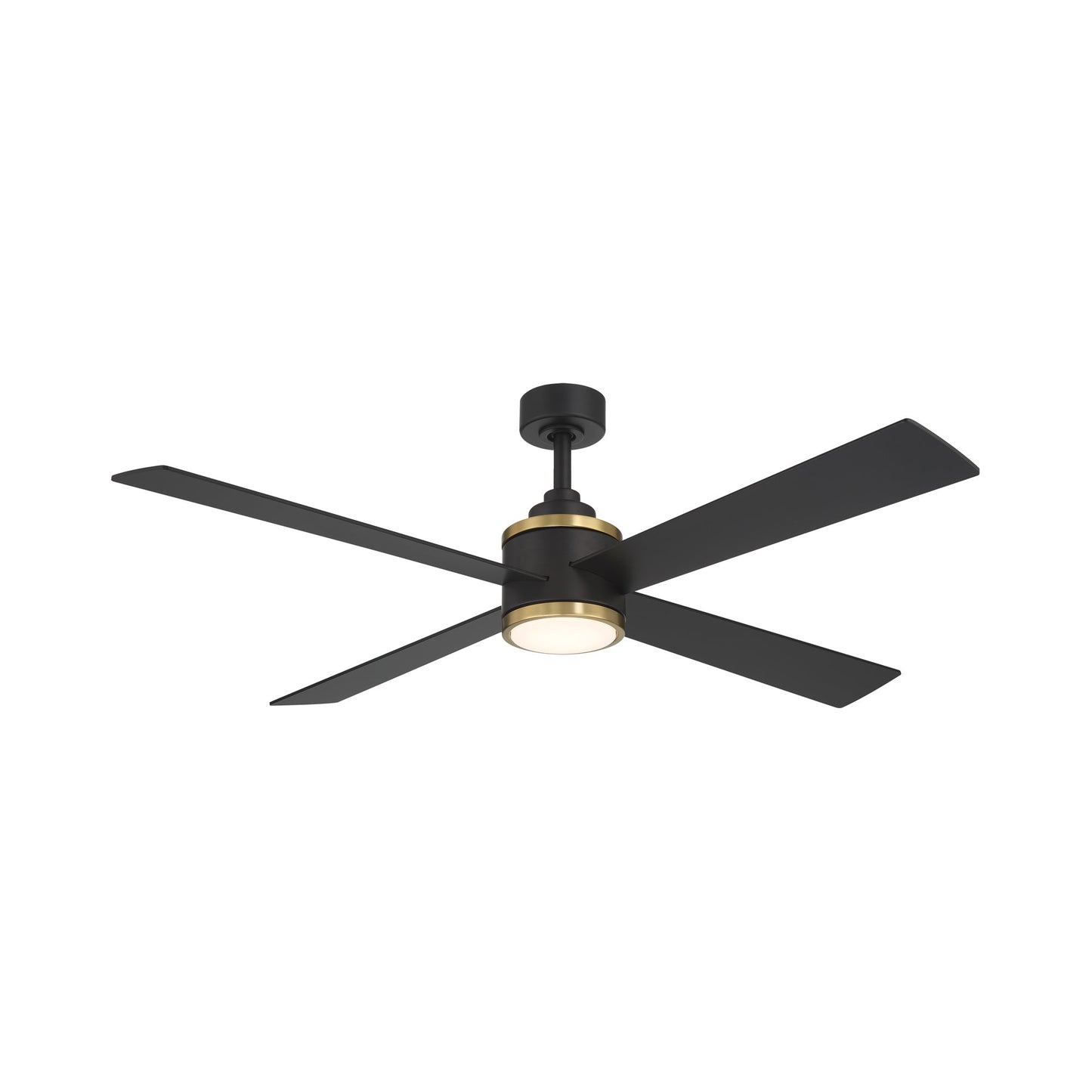 Falco LED Ceiling Fan in Coal Black/Soft Brass.
