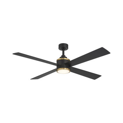 Falco LED Ceiling Fan in Coal Black/Soft Brass.