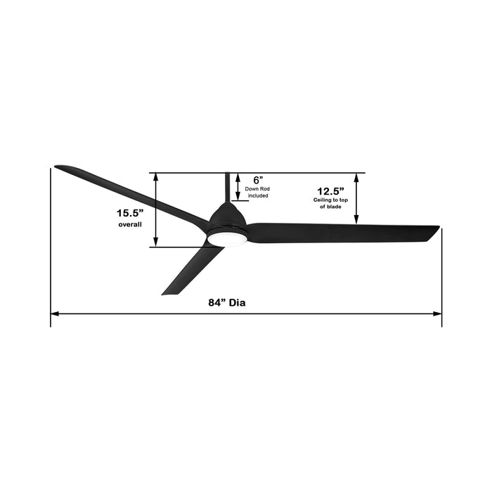 Java Xtreme Outdoor LED Ceiling Fan - line drawing.