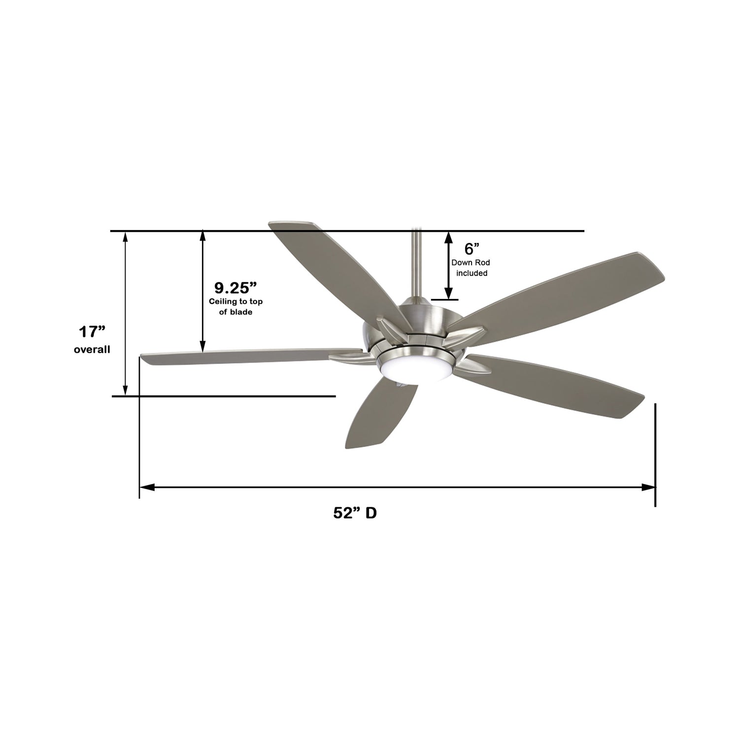 Kelvyn LED Ceiling Fan - line drawing.