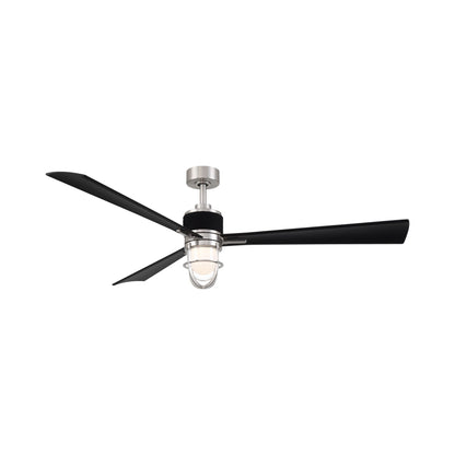 Nauticus Outdoor LED Ceiling Fan in Brushed Nickel Wet/Coal.
