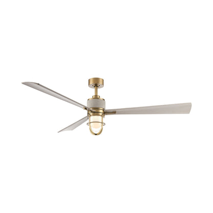 Nauticus Outdoor LED Ceiling Fan in Legacy Brass.
